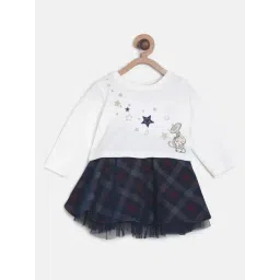 MINIKLUB Kids White & Navy Printed Full Sleeves Top with Skirt-picture-36