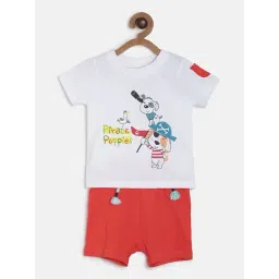 MINIKLUB Kids White & Red Printed T-Shirt with Shorts-picture-39
