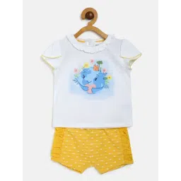 MINIKLUB Kids White & Yellow Printed Top with Shorts-picture-19