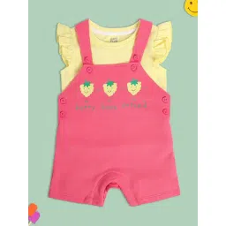 MINIKLUB Kids Yellow & Pink Printed Top with Dungaree-picture-45