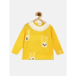 MINIKLUB Kids Yellow Self Design Full Sleeves Sweater-picture-20