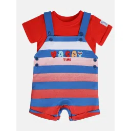 Miniklub Red Knit Regular Striped Dungaree-picture-23
