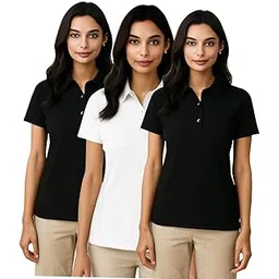 minimalistee Women's Polo Neck Solid Casual Regular Fit Half Sleeve T-Shirt | Stylish Collar Tshirt for Women Pack of 3 Color - Multicolour, S to XL-picture-32