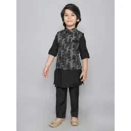 Ministitch Boys Black Cotton Regular Fit Kurta Set-picture-32