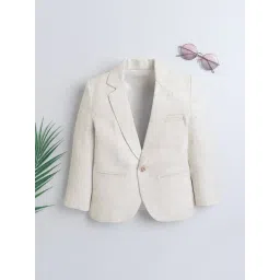 Ministitch Boys Cream Cotton Textured Blazer-picture-14