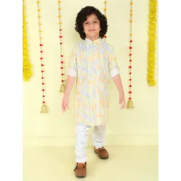 Ministitch Boys Green Cotton Embroidered Regular Fit Kurta Set-picture-48
