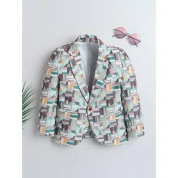 Ministitch Boys Olive Green Printed Blazer-picture-29
