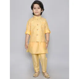 Ministitch Boys Regular Mandarin Collar Thread Work Kurta with Trousers-picture-28