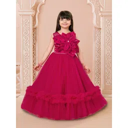 Ministitch Girls Embellished Floral Applique Net Gown Maxi Dress-picture-31