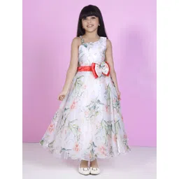 Ministitch Girls Floral Print Fit & Flare Maxi Dress-picture-27