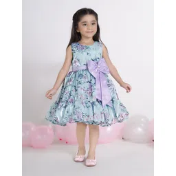 Ministitch Girls Floral Printed Bow Fit & Flare Dress-picture-14