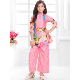 Ministitch Girls Floral Printed Regular Kurta with Palazzos-picture-10