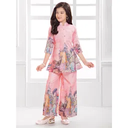 Ministitch Girls Floral Printed Regular Kurta with Palazzos image 4