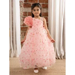 Ministitch Girls Floral Self Designed Corsage Detailed Net Maxi Dress-picture-21