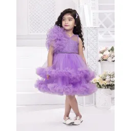 Ministitch Girls Lavender Flared Fit Party Dress-picture-10