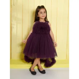 Ministitch Girls Maroon Regular Fit Party Dress-picture-16