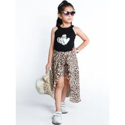 Ministitch Girls Printed Sleeveless Top With Skirt-picture-25