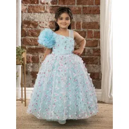 Ministitch Girls Sky Blue Flared Fit Party Gown-picture-30