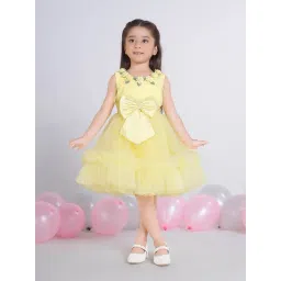 Ministitch Girls Yellow Solid Frock-picture-26