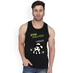MINISTRY OF FRIENDS Printed Combed Cotton Gym Vest MF26 GYM BLACK-picture-10