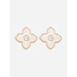 MINJI AND CO. Gold-Plated Artificial Stones Studded Floral Shaped Studs-picture-19