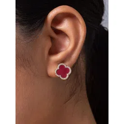 MINJI AND CO. Gold-Plated Artificial Stones Studded Floral Shaped Studs-picture-27