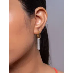 MINJI AND CO. Gold-Plated Tasselled Rectangle Shaped Drop Earrings-picture-38