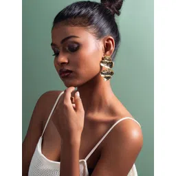 MINJI AND CO. Hammered Gold-Plated Contemporary Drop Earrings-picture-35