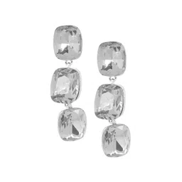 MINJI AND CO. Silver-Plated Artificial Stones Studded Square Shaped Drop Earrings-picture-36
