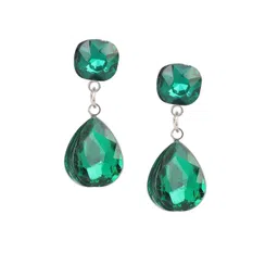 MINJI AND CO. Silver-Plated Artificial Stones Studded Teardrop Shaped Drop Earrings-picture-30