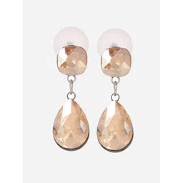 MINJI AND CO. Silver-Plated Artificial Stones Studded Teardrop Shaped Drop Earrings-picture-35