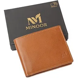 minoor Genuine Leather Wallet for Men | RFID Protected Slim Bi-Fold Wallet | Premium Brown Leather Wallet for Daily Use & Gifting | 10 Card Slots-picture-26