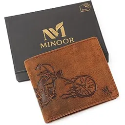 minoor Hunter Leather Vintage Bike Design Wallet for Men | RFID Protected Bi-Fold Wallet with Zipper Pocket | Embossed Men's Purse | 8 Card Slots-picture-17
