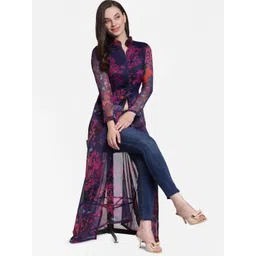 MINOS Floral Printed Mandarin Collar Maxi Longline Top-picture-33