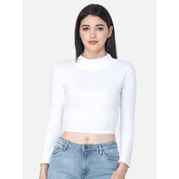 MINOS Snow Queen High Neck Cotton Crop Top-picture-26