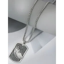 Minprice Men Silver Toned Winged Dragon Pendant with Chain-picture-20