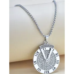 Minprice Unisex Silver-Plated Roman Numeral Clock Pendant Necklace-picture-29