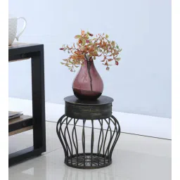 mint furnish Small Drum Shaped Black Metal Floor Planters-picture-18