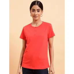 MINT STREET Henley Neck Pure Cotton T-shirt-image-46