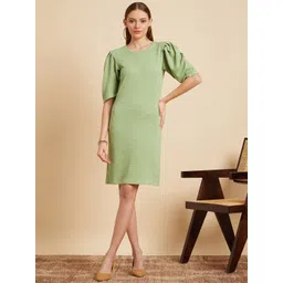 MINT STREET Puffed Sleeves Sheath Dress-image-19