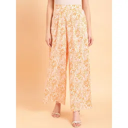 MINT STREET Women Floral Printed Mid-Rise Pleated Trousers-image-26