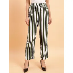 MINT STREET Women Striped Mid-Rise Regular Trousers-picture-21