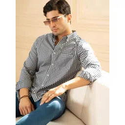 Minus One Gingham Checks Checked Button-Down Collar Roll-Up Sleeves Organic Cotton Shirt-picture-31