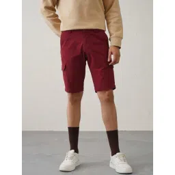 MinusOne Dark Red Slim Fit Cargo Shorts-picture-42