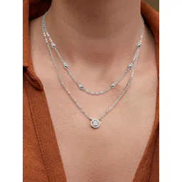 MINUTIAE Brass Silver-Plated Stones Studded layered Necklace-picture-18