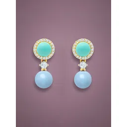 MINUTIAE Gold-Plated Artificial Stones Studded & Pearls Beaded Spherical Drop Earrings-picture-37