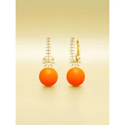 MINUTIAE Gold Plated Artificial Stones Studded And Pearls Beaded Spherical Hoop Earrings-picture-20