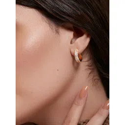 MINUTIAE Gold-Plated Artificial Stones Studded hoop Earrings-picture-14