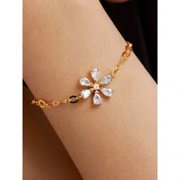 MINUTIAE Gold-Plated Crystals Floral Link Bracelet-picture-14
