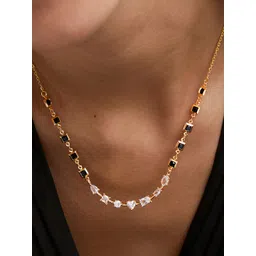 MINUTIAE Gold-Plated Diamond-Studded & Beaded Mangalsutra-picture-38